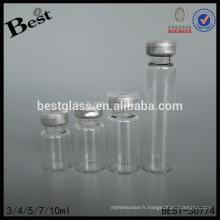 Flacon tubulaire chimique de 3/4/5/7 / 10ml en verre tubulaire avec le chapeau en aluminium, bouteille en verre vide de tube, bouteille cosmétique fournisseur